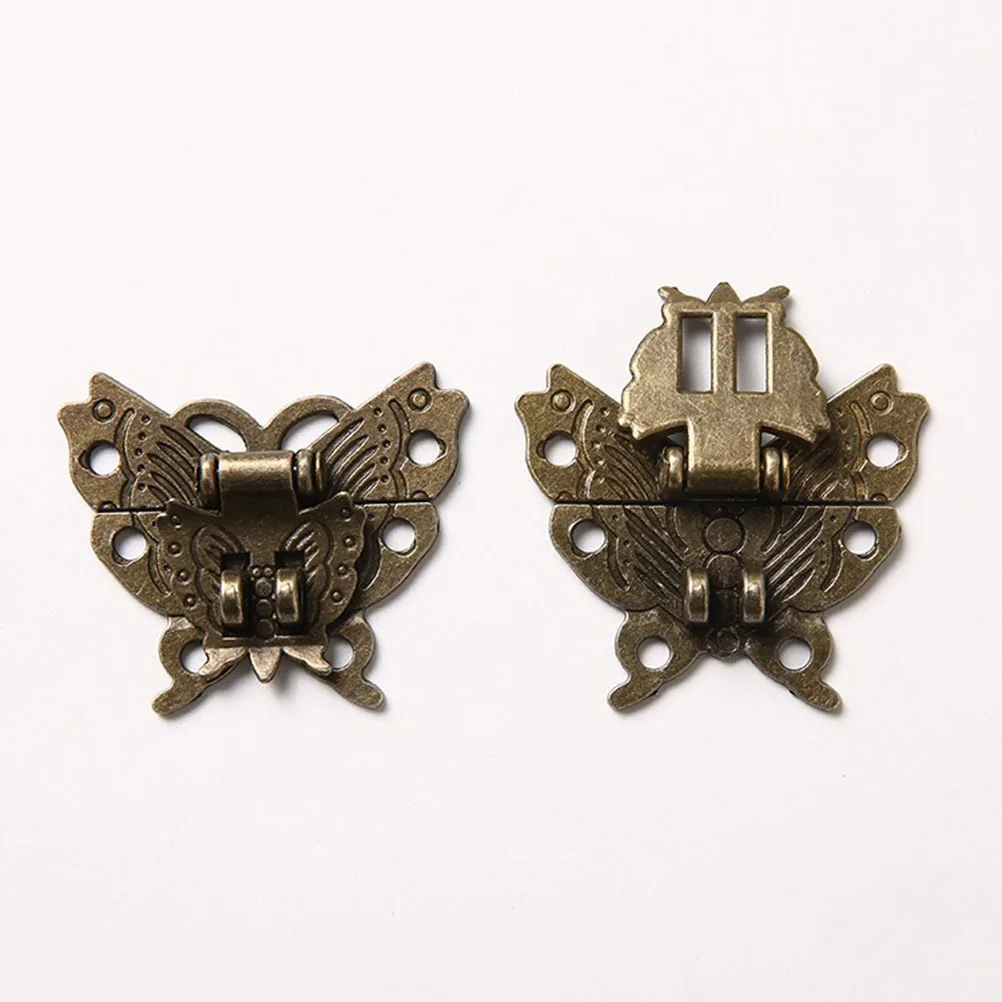 

2Pcs Butterfly Hasp Alloy Jewelry Box Lock Durable Suitcase Latch Buckle for Vintage Wood Cabinet Drawer Chest