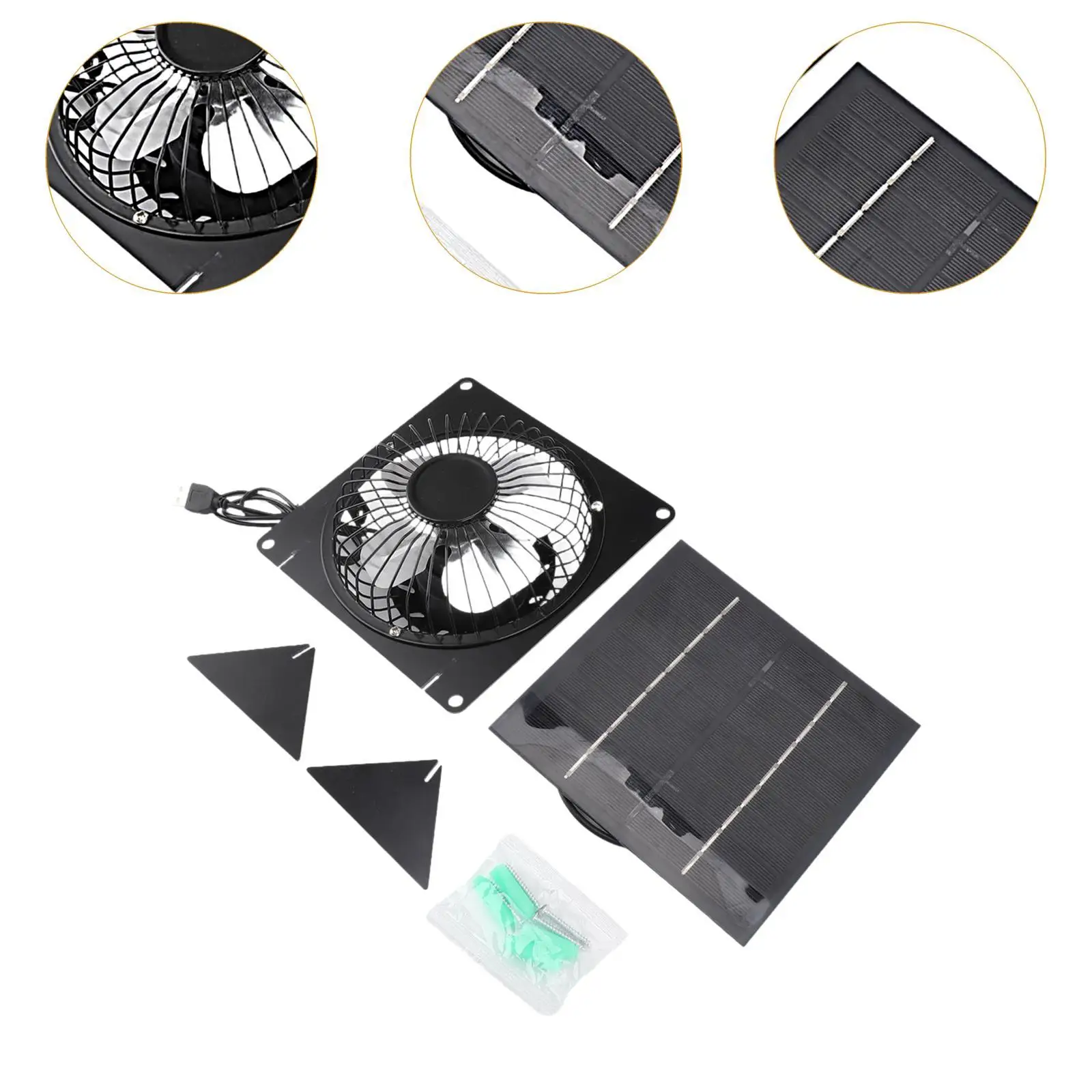 Solar Panel Powered Fan Mini Ventilator 10W with Stand for Greenhouse Chicken House Outdoor Camping Cooling Ventilation