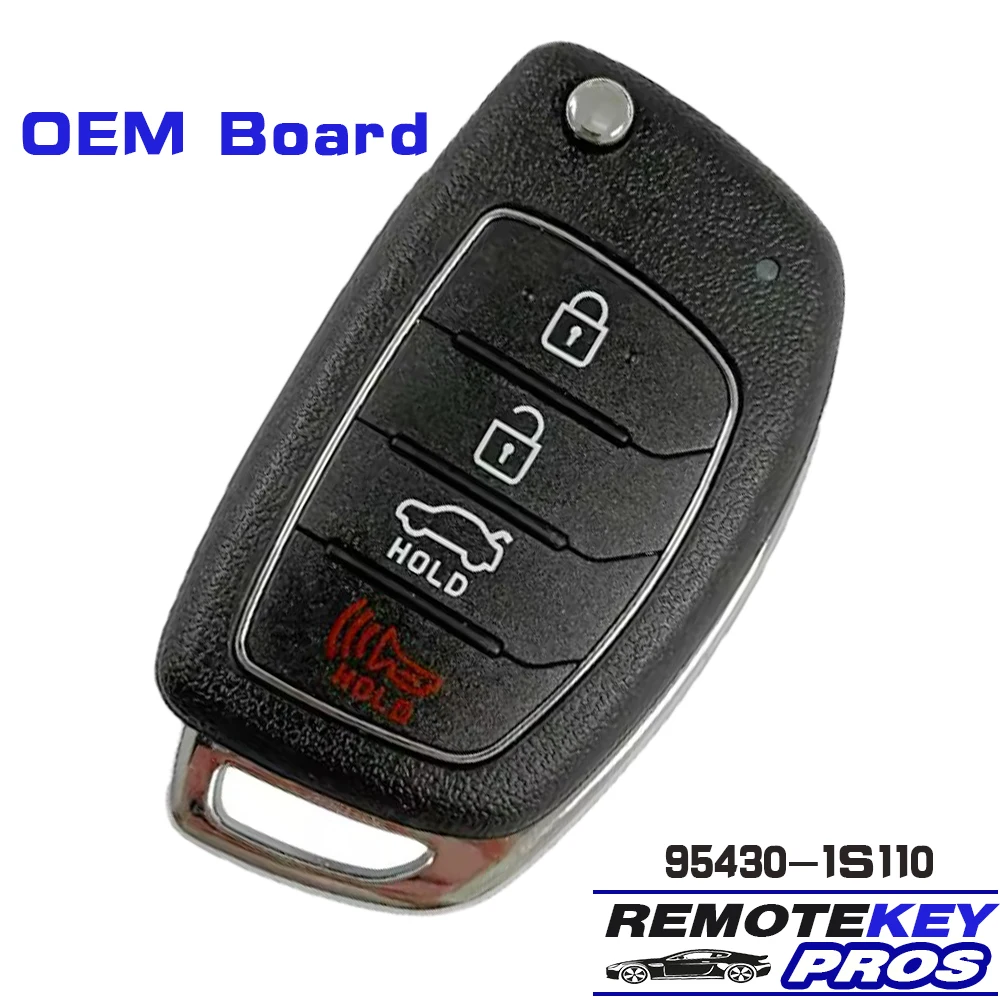 DIYKEY 95430-1S110 433MHz 4D70 Chip Keyless Flip Remote Key 4 Button Fob for Hyundai HB20 2016 2017 2018 2019