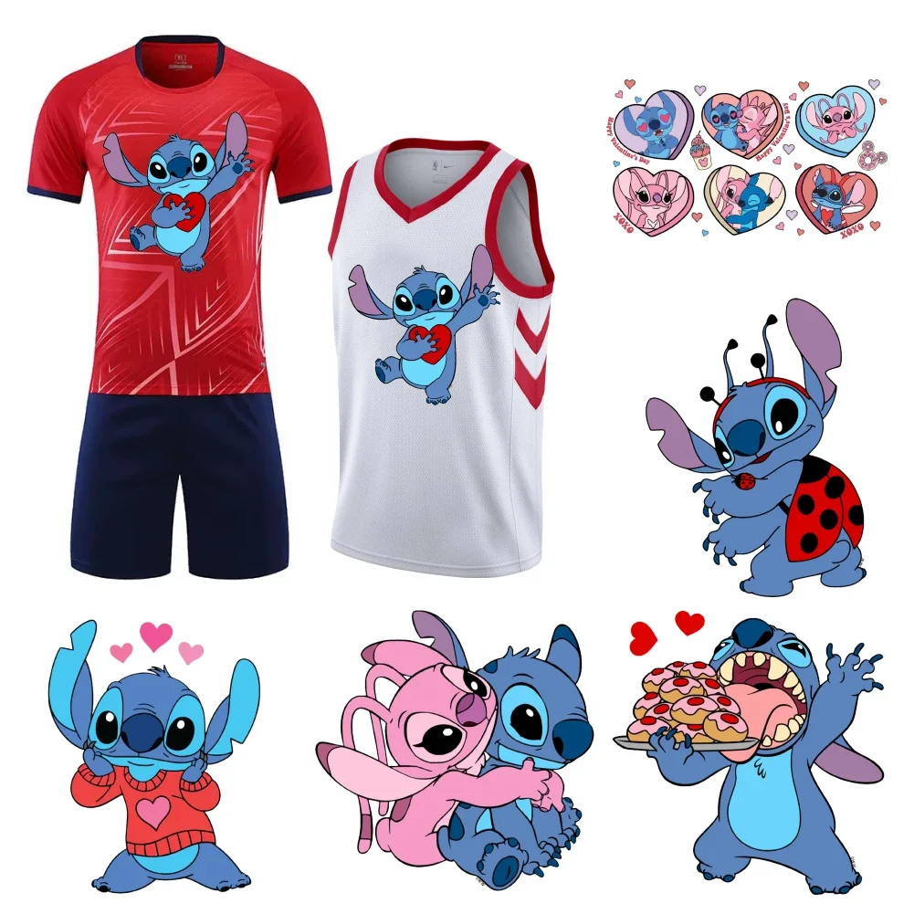 ديزني غرزة ملصقات نقل الحرارة عيد الحب الحديد على الملابس دائم DTF Pinted الفينيل الحراري يزين قابل للغسل التصحيح