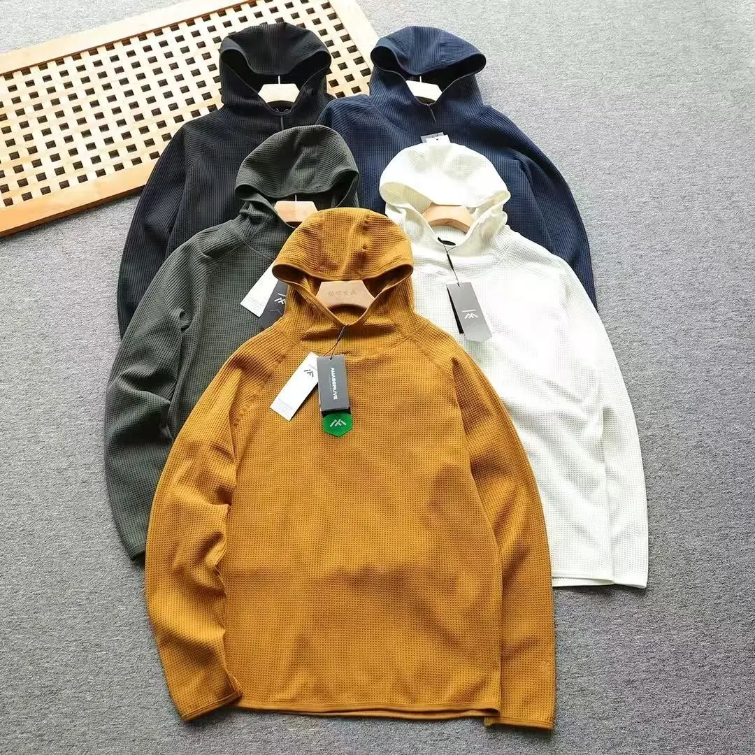 

Hooded Sweatshirt 2025 Winter Waffle Pattern Lightweight Ultra-Light Warm Hoodie Unisex Solid Color Thickened Hoodie for Autumn