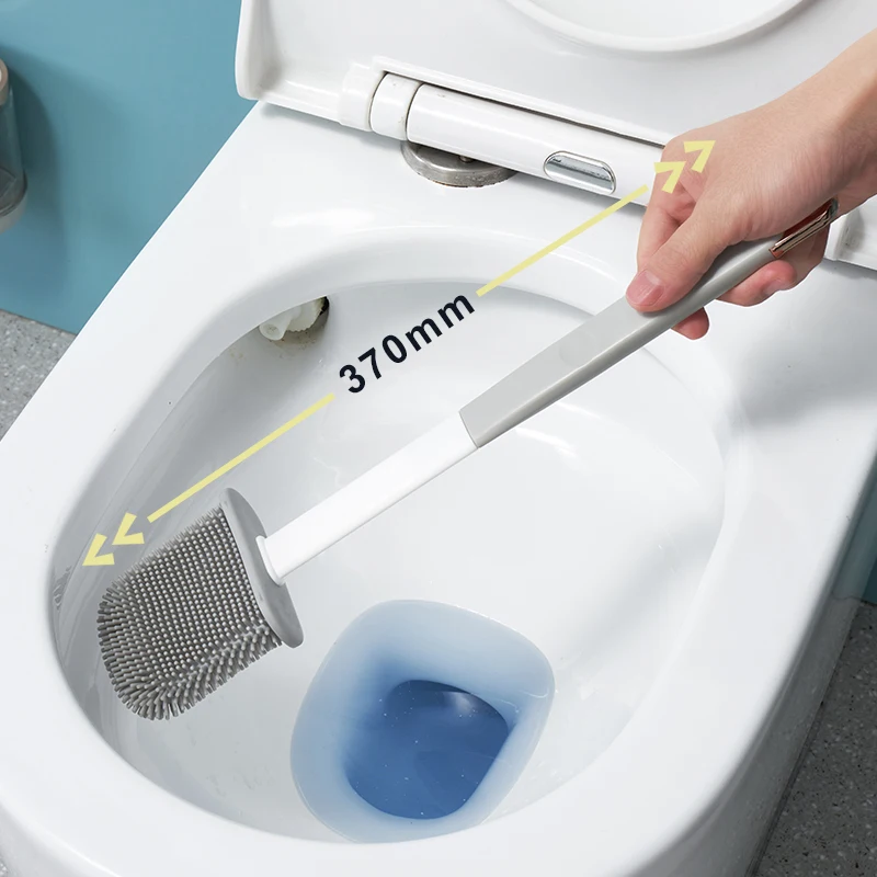 2-in-1 Silicone Toilet Brush with Long Handle and Transparent Base Anti-Drain Design for Easy Cleaning Brush Home Accessories