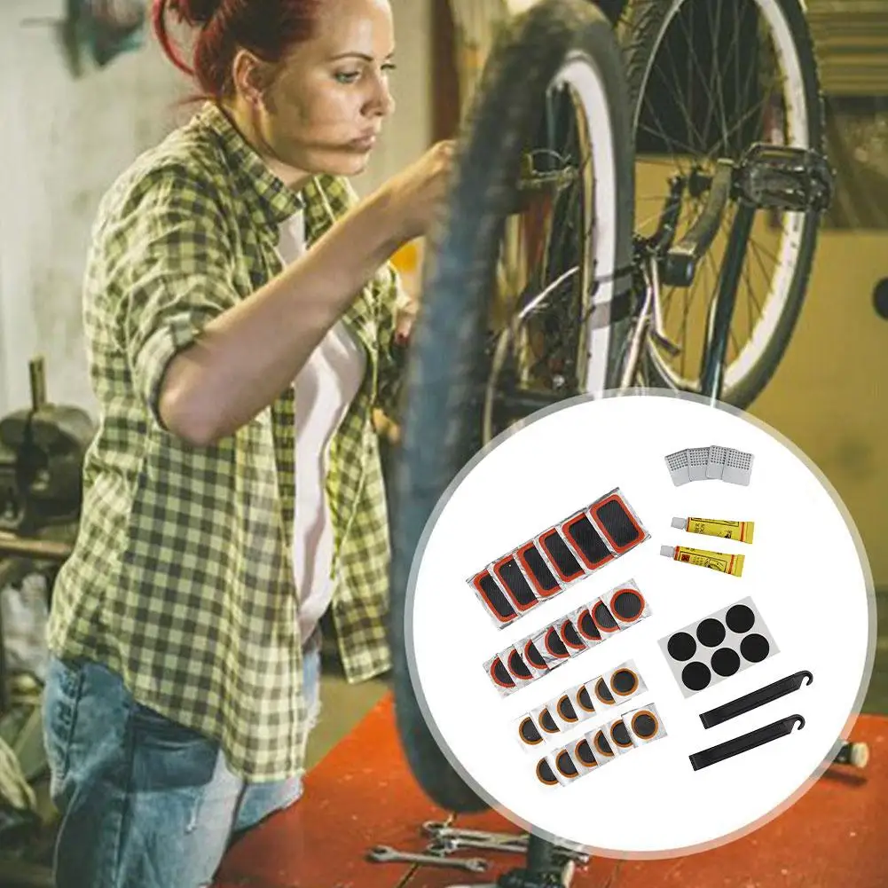 Bicycle Tire Repair Kit Cycling Inner Tube Patching Tyre Filler Glue With 32PCS Vulcanizing Patches Portable Tirekit For Bike