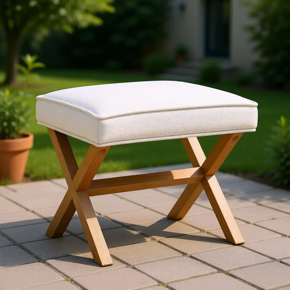 

Квадратный пуф в стиле середины века, из полиэстера, льняной, цвета слоновой кости, 18D x 19.8W x 18.3H