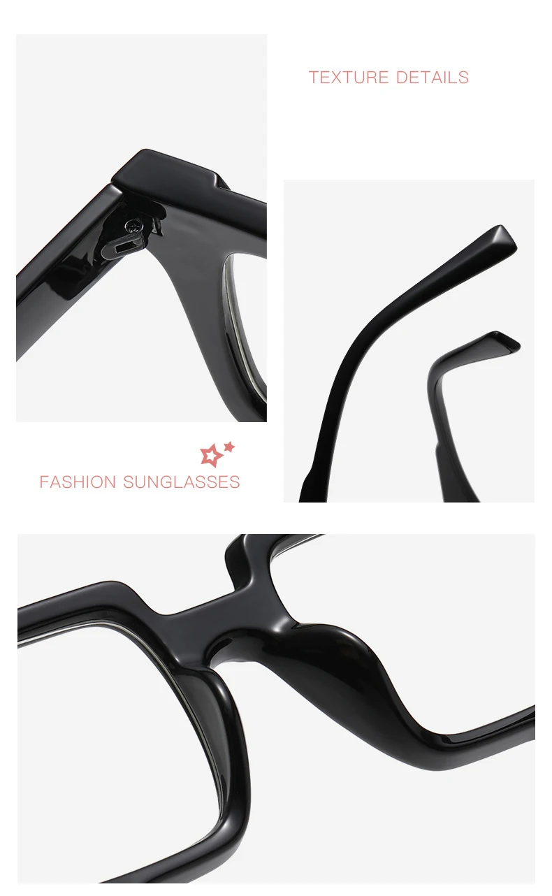 Lichtempfindlicher, farbwechselnder Spiegel, personalisierter, farbblockierender, flacher, heller Spiegel, Retro-Myopiebrille mit quadratischem Rahmen 6132 – Detail 3