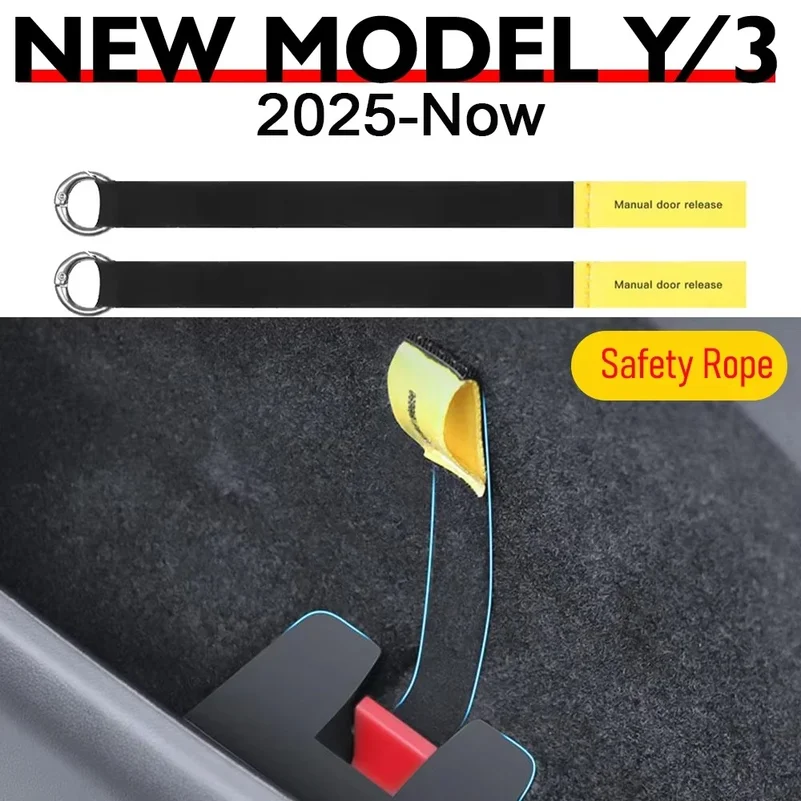 For Tesla Model Y/3+ Car Door Emergency Handle Extended Manual Door Release Emergency Safety Pull Rope Emergency Puller Button