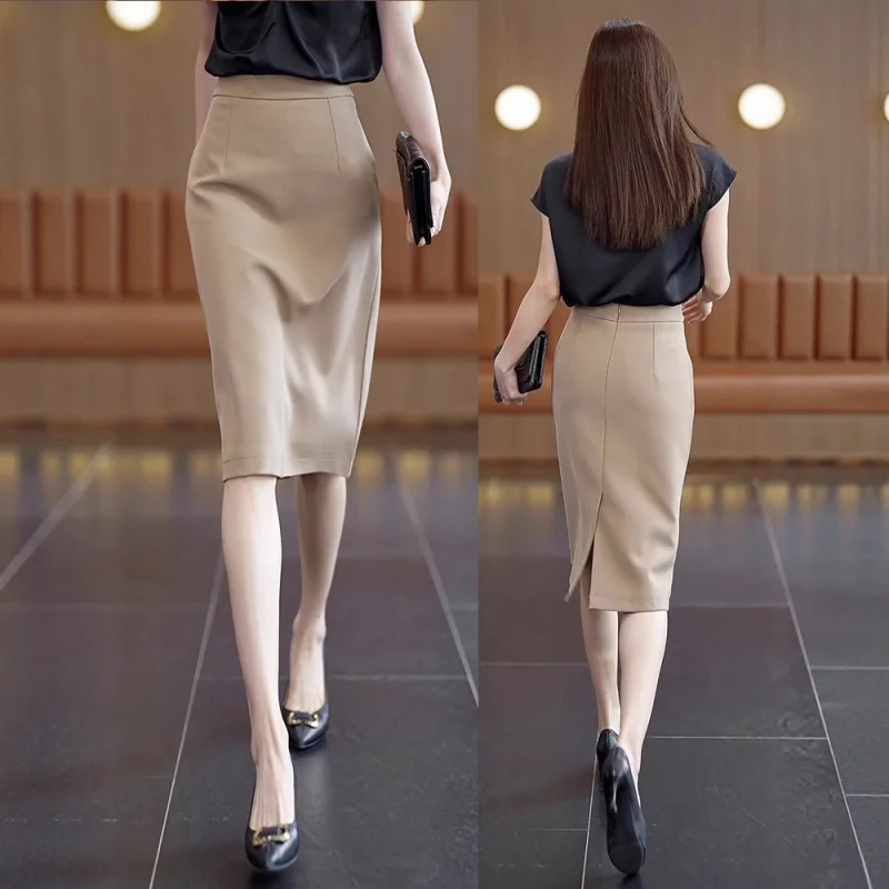 

High Waist Slimming Bodycon Skirt Women's Autumn Fashion Mid-Length One-Step Skirt Elegant Suit Skirt