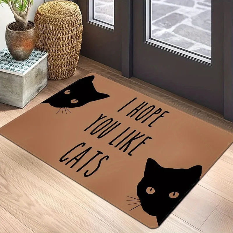 Cartoon Cats Pattern Bath Mats Indoor Super Absorbent Carpet for Washroom Non-Slip Balcony Entryway Home Kitchen Diatom Mud Rug