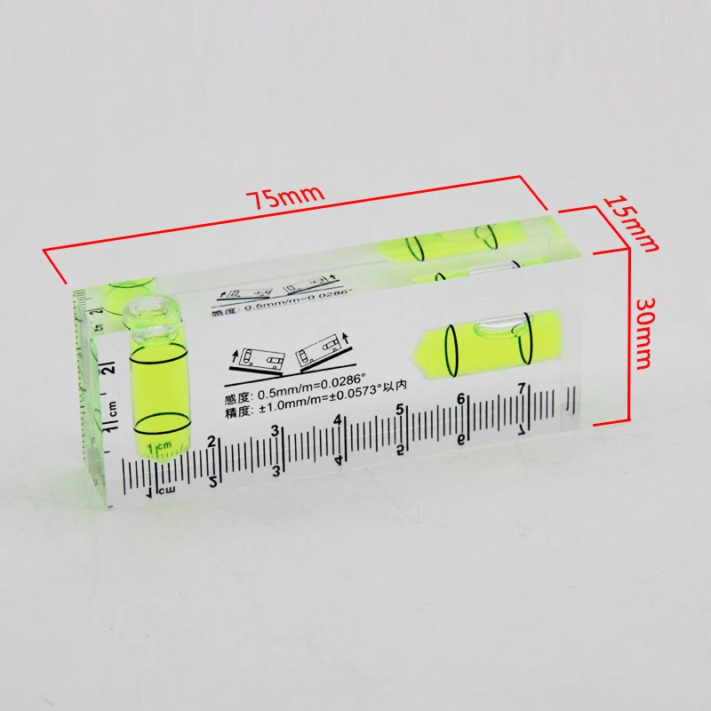 Niveau de type T entièrement transparent, bidirectionnel intégré, petit niveau à bulle horizontal, taille de bulle 95x51x13mm