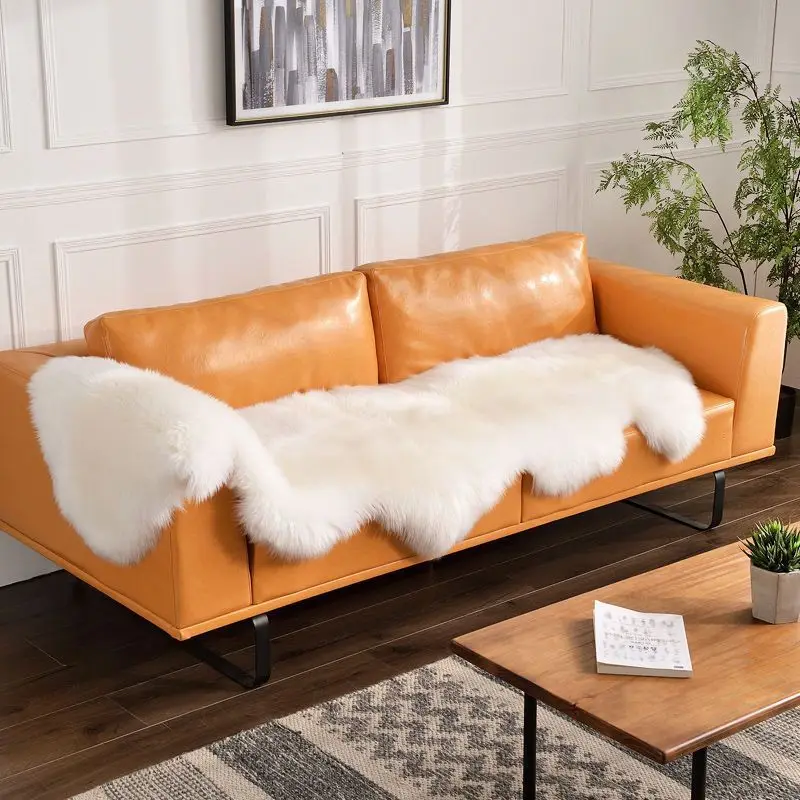 Faux Fur Sheepskin Carpet Luxury Imitation Wool Chair Cushion Home Decor Soft Fluffy Plush Bedside Foot Mat Sofa Area Rugs Warm