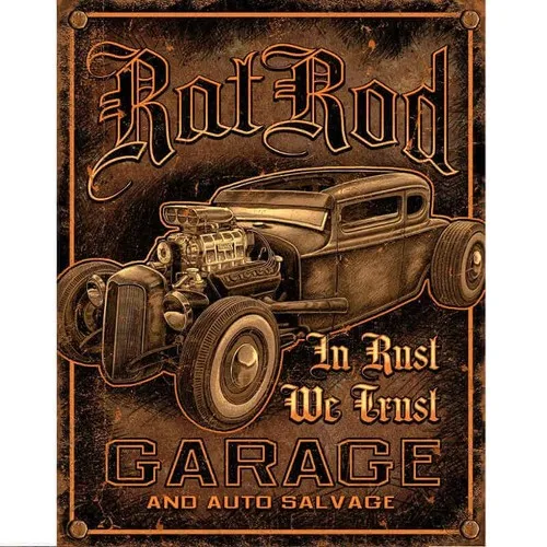 Rat Rod Garage Metal Tin Sign Man Cave Bar Pub Garage 40.5 x 31.5 Genuine USA --Tin Sign