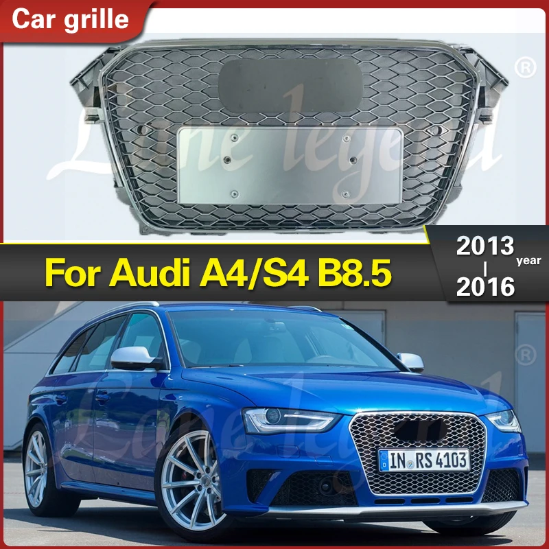 

For Audi A4/S4 B8.5 2013-2016 Car Middle Net Front Grille Grills Center Bumper Racing honeycomb Styling Accessories RS4 Style