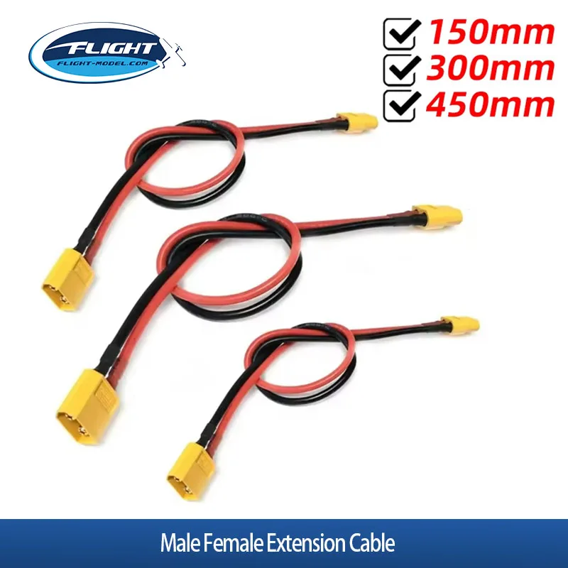 150mm 300mm 450mm XT60 14AWG Stecker-Buchse Verlängerungskabel Batterieanschluss Weiches Silikonkabel für RC-Modellflugzeug-Ersatzteile