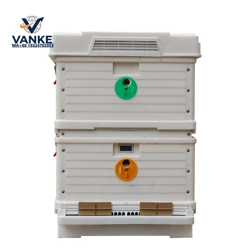 Double Layers Insulation Plastic Beehive, Super Solid Langstroth, 10 Frames, Beehive with Bee Feeders