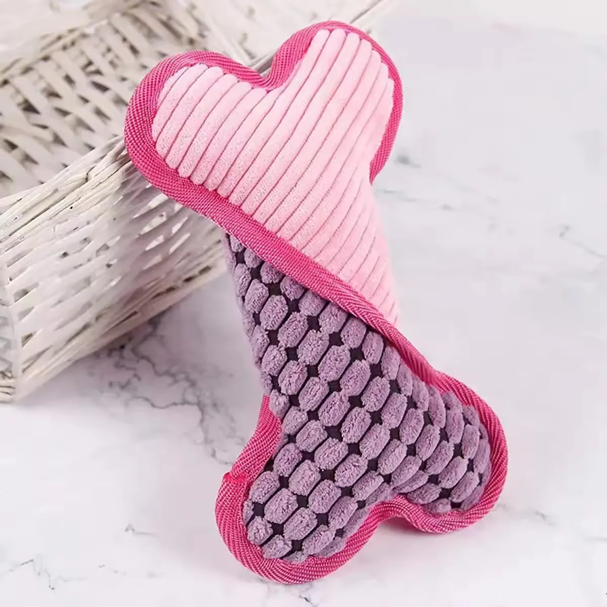 Dog Vocal Plush Toy Bone Teething Bite-Resistant Pet Supplies Corn Fleece Wrap Around Toys