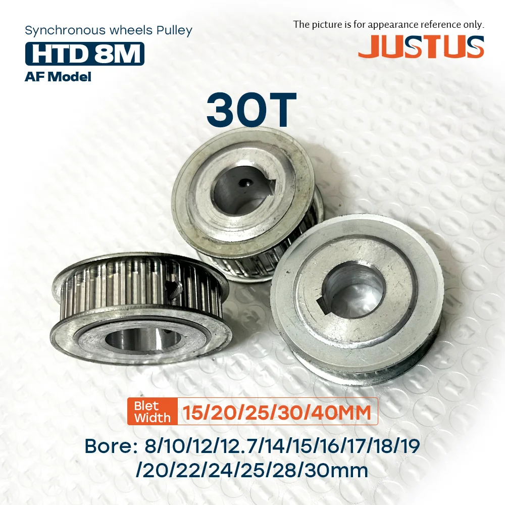 HTD 8M Synchronous Pulley 30T Bore 8-30mm Pitch 8mm Slot Width 16/21/27/32/42mm for 15/20/25/30/40mm 8M Timing Belt Drive System