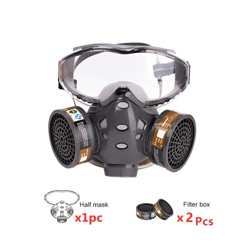 8201 Full Face Mask Anti-Dust Gas Mask Protection For Work Paintting Spray Welding Chemical Respirator With Anti-Fog Goggles