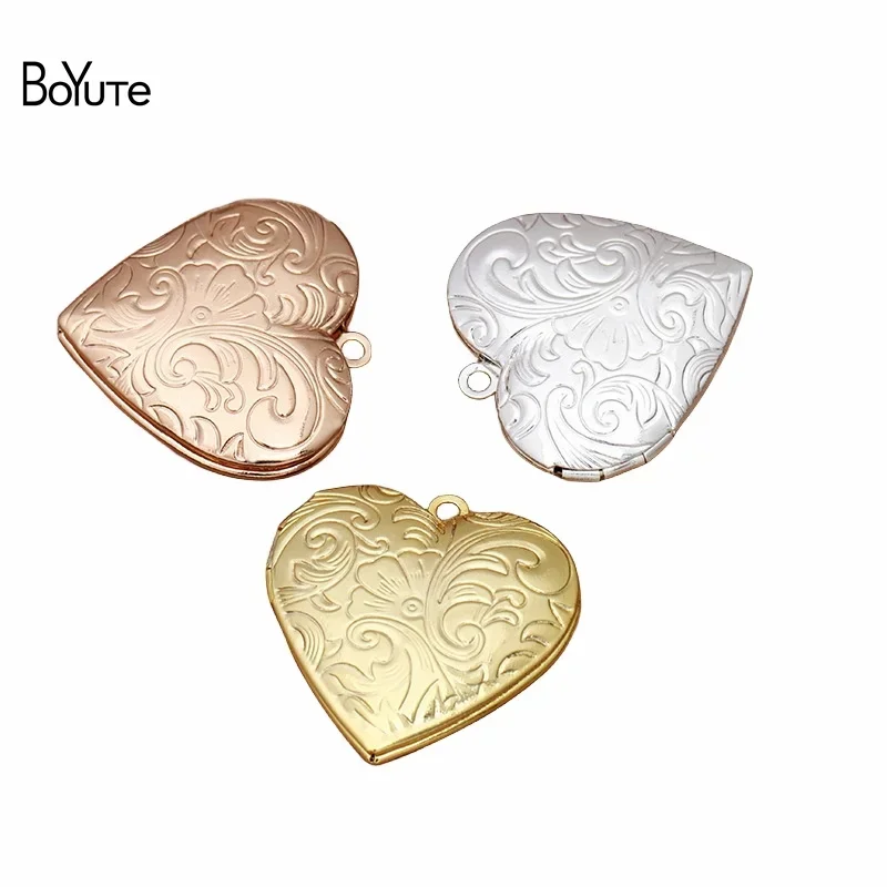 

BoYuTe (10 Pieces/Lot) Metal Brass 29MM Heart Shaped Box Memory Locket Pendant for Jewelry Making