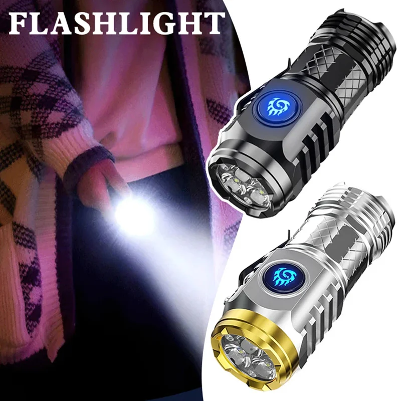 

1/2 PCS Handheld LED Flashlight Portable Pocket Torch 3LED USB Rechargeable Mini Flashlight Emergency Light for Outdoor Lighting