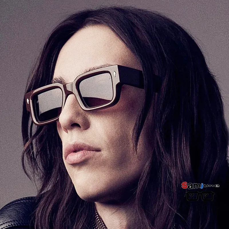Samjune Retro-Sonnenbrille, quadratisch, für Damen, luxuriöse Brille für Damen und Herren, modische rechteckige Scharniere, UV400-Schutz