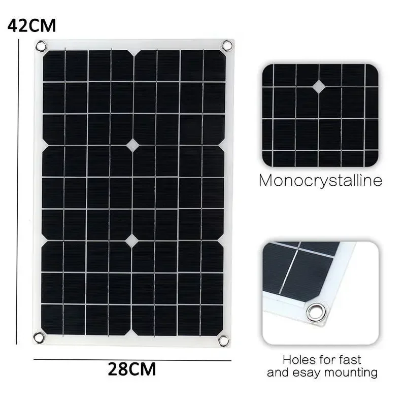 600W Solar Panel Kit Complete 12V USB With 100A Controller Solar Cells for Car Yacht RV Boat Moblie Phone Battery Charger