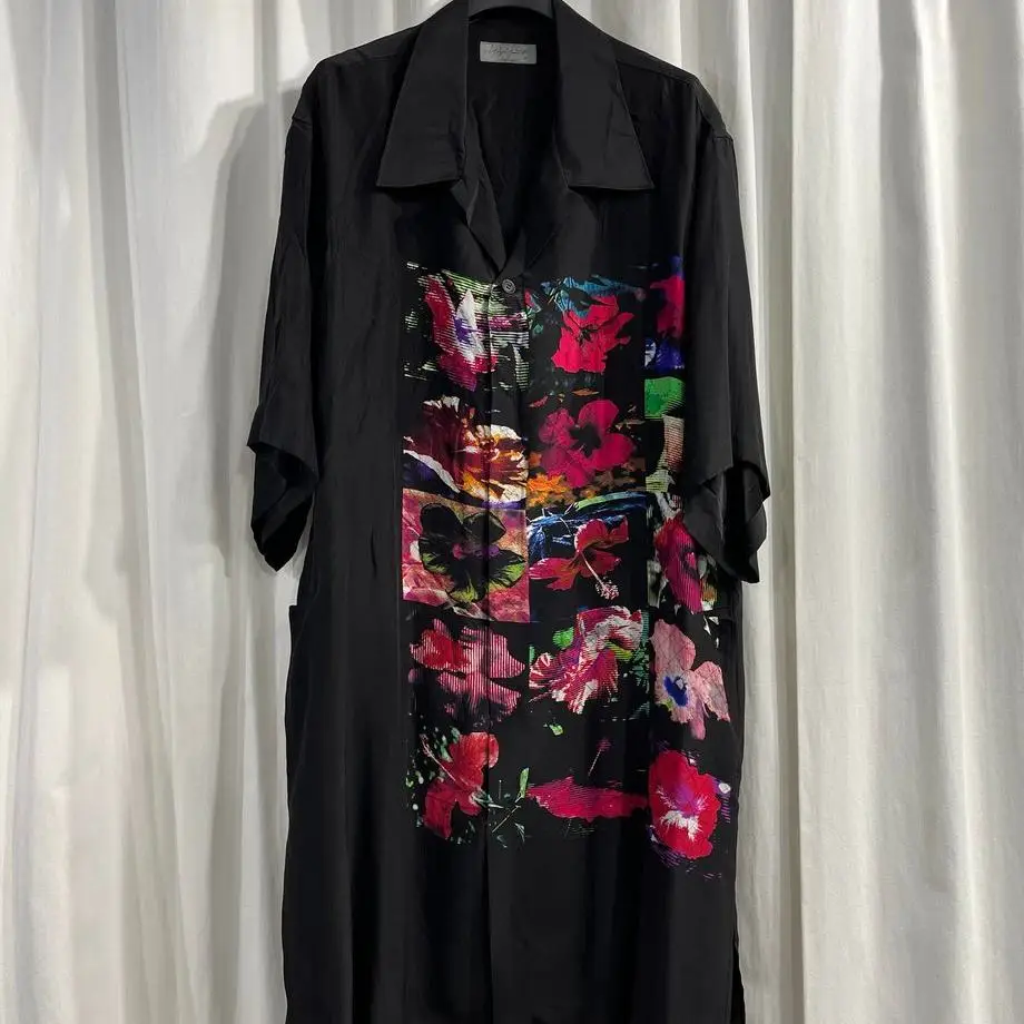 TOP-YAMAMOTO ® Dark floral print long-sleeved shirt dress for women, loose, thin and niche design