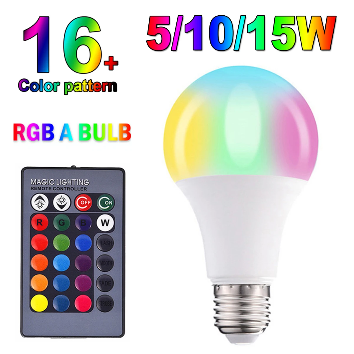 

E27 Smart Lamp Blub RGBW Light Bulb LED Color Change Dimmable Blub with Remote Control LED Home Decorative Light