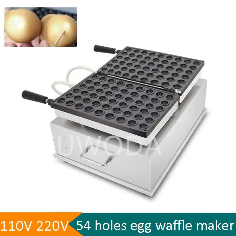 54 Holes Japanese Round Shape Waffle Machine Stainless Steel Round Egg Waffleballs Baking Machine Baby Castellas Cake Machine