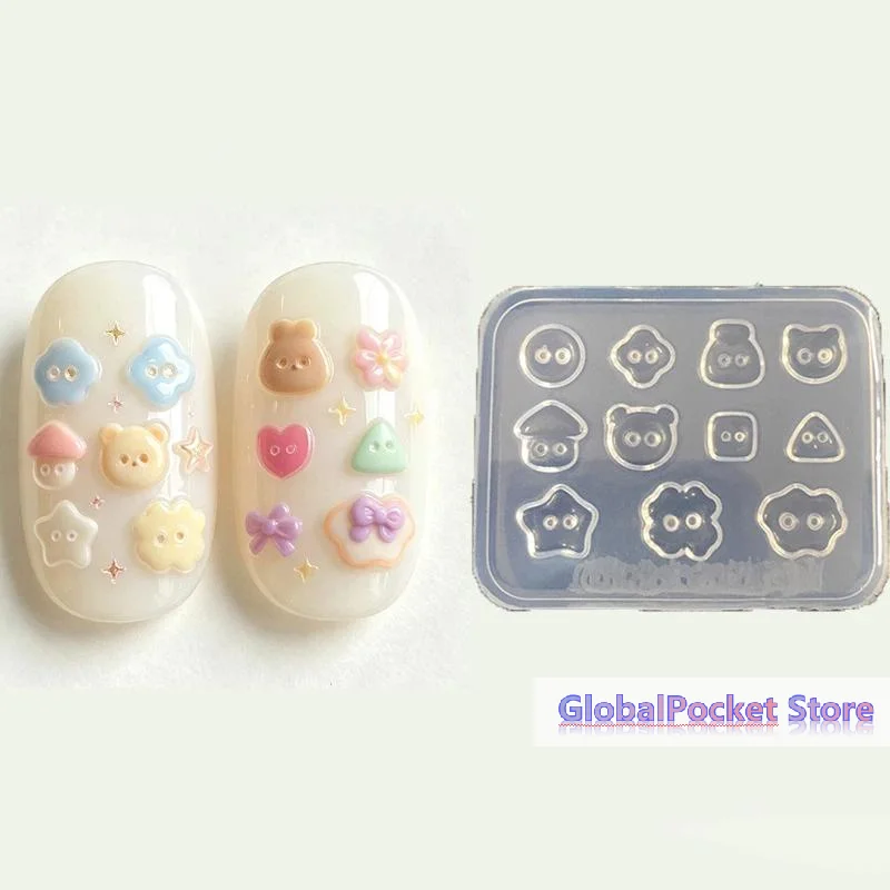 [TG823]1/2Pcs New-style Nail Art Button Mold For Hand-applied Nail Decorations, Featuring Zoo Animals Such As Bears And Rabbits.