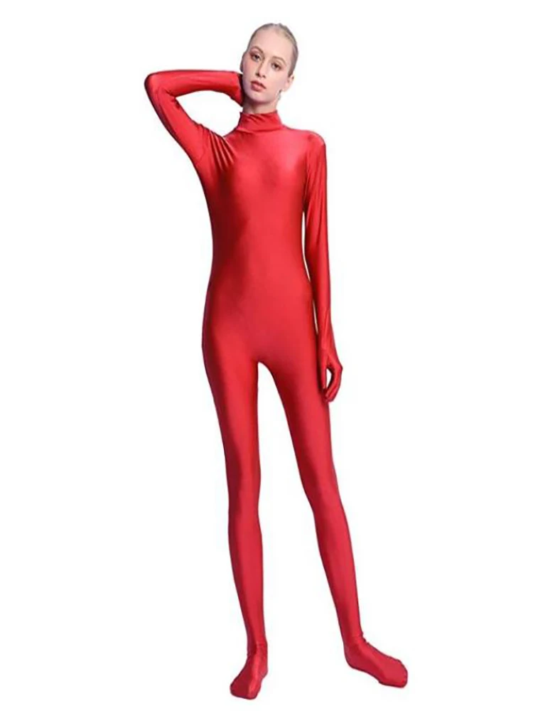 SPEERISE Nữ Chân Unitard Spandex Bodysuit Zentai Gợi Cảm Cao Cổ Toàn Thân Leotard Vũ Nữ Catsuit Halloween Jumpsuit