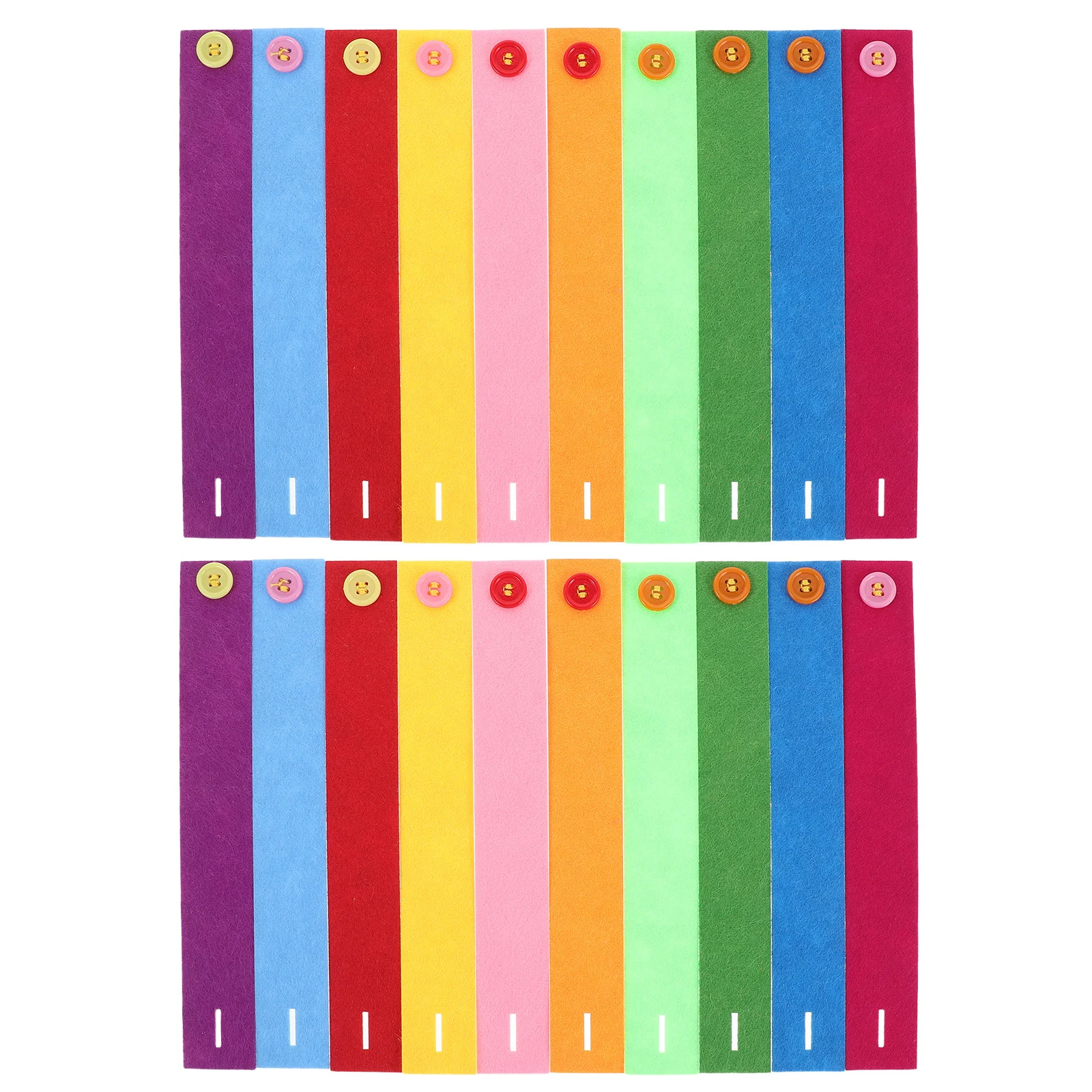 40Pcs Felt Wristbands Solid Color Adjustable Button Closure Party Favor Bracelets School Sports Classroom Activity Blank Felt