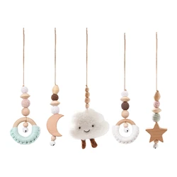 A Baby Play Gym Set Cartoon Cloud Rattle Pendant Baby Room Crib Stroller Decorative Toys Soft Cotton Baby Sensory Toys Baby Gift