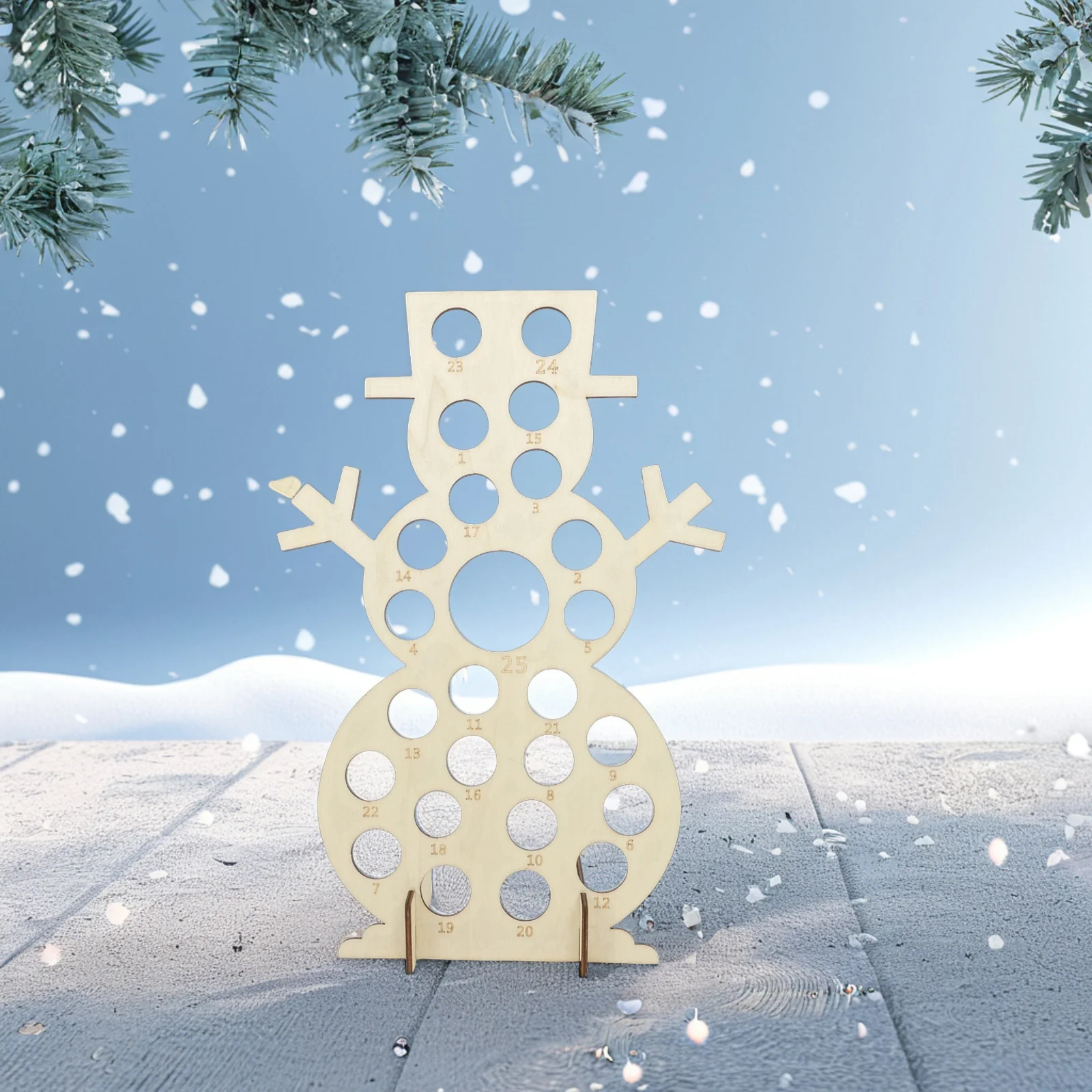 

1pc Snowman Chocolate Rack Wood Countdown Calendar For Christmas Xmas Gift Holder Diy Decor Party Favors Home Office Use
