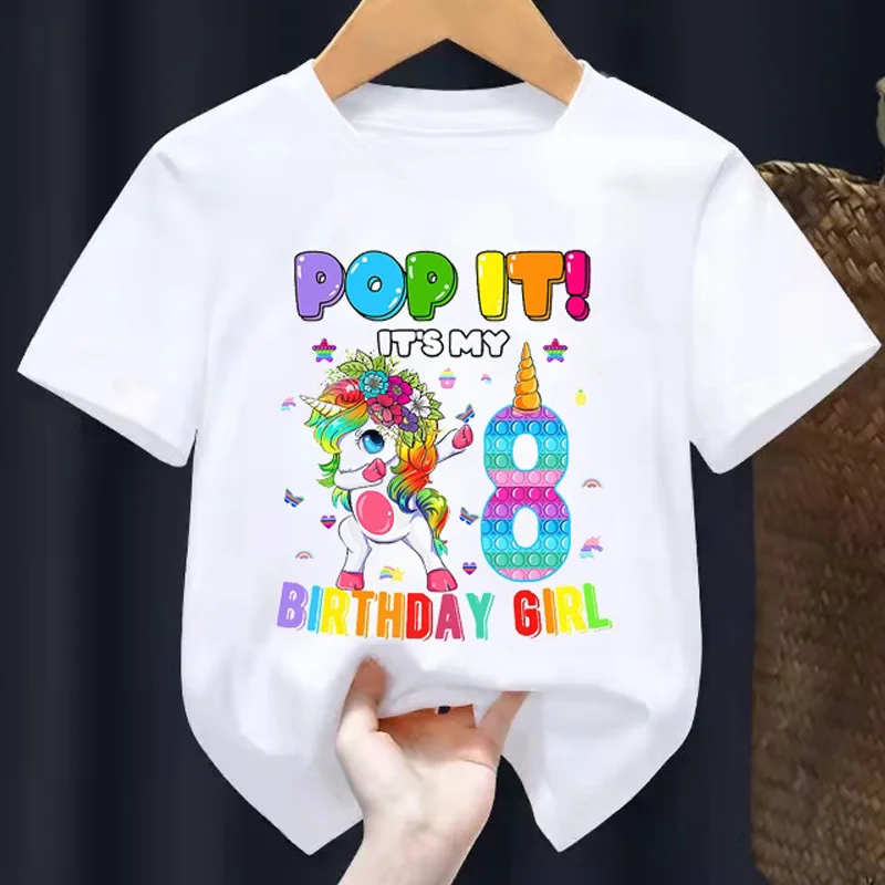 POP IT Digital família em torno do pescoço impresso t-shirt, mangas curtas para crianças