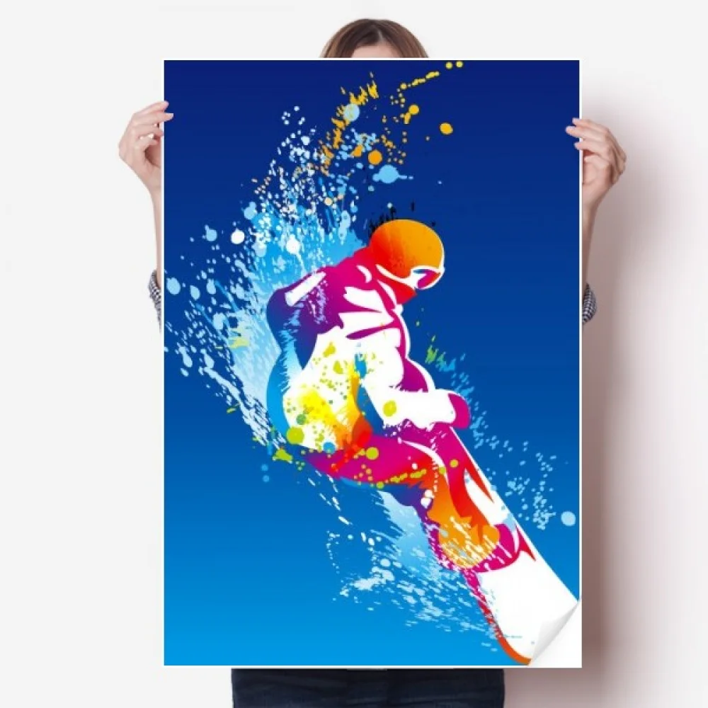 

Winter Sport Skiing Colorful Illustration Sticker Decoration Poster Playbill Wallpaper Window Decal