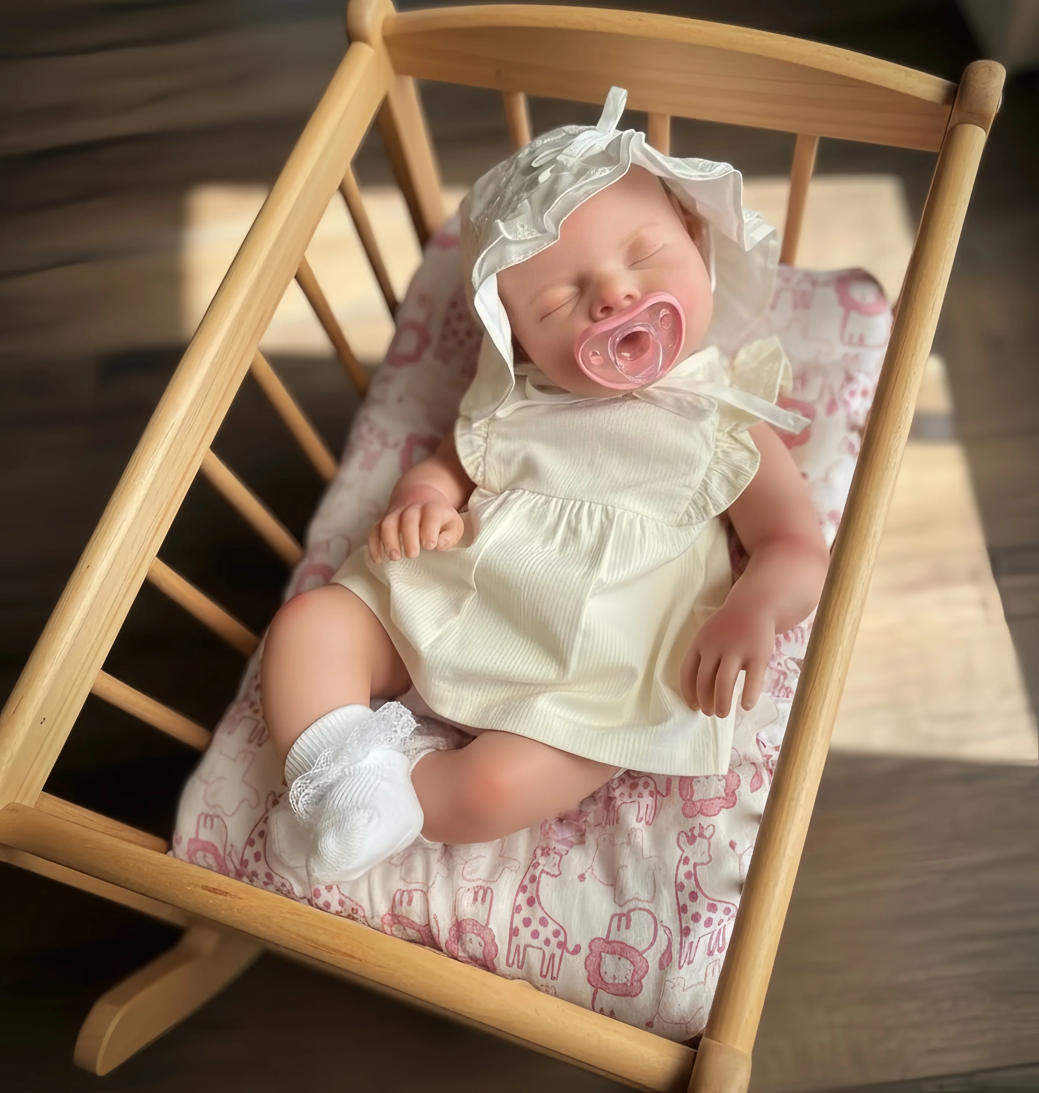 20 Inch Full Body Silicone Reborn Baby Toy for Girls Lifelike Sleeping Silicone Baby Doll Can Pee and Drink  Newborn Baby Dolls