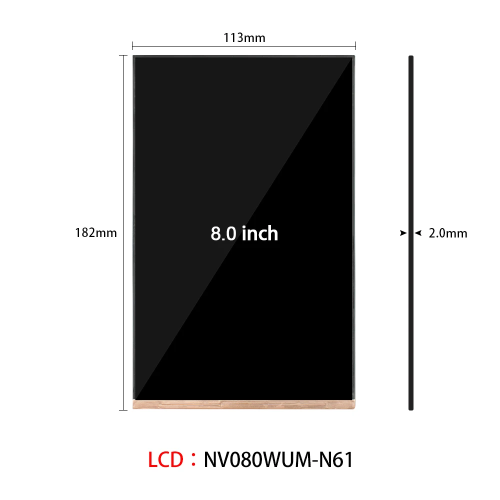 BOE 1200x1920 8 Inch 2K vertical screen Fhd Display MIPI 45 PINS  Ips Lcd Display  NV080WUM-N61 For face recognition