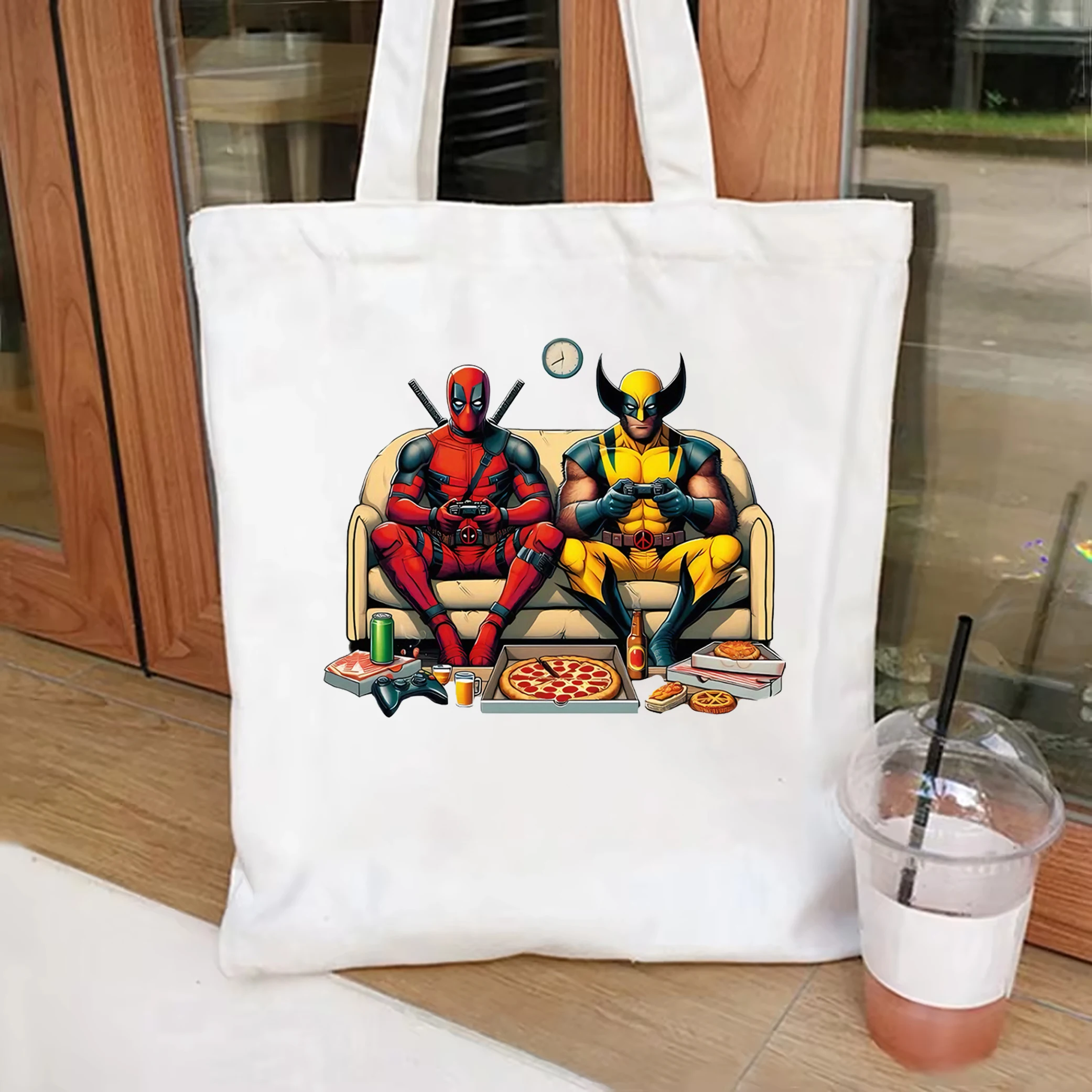 Marvel Deadpool Canvas Bag Disney Superhero tote bag Best Friends tote bag Deadpool and Wolverine fun shoulder bag Marvel Gifts