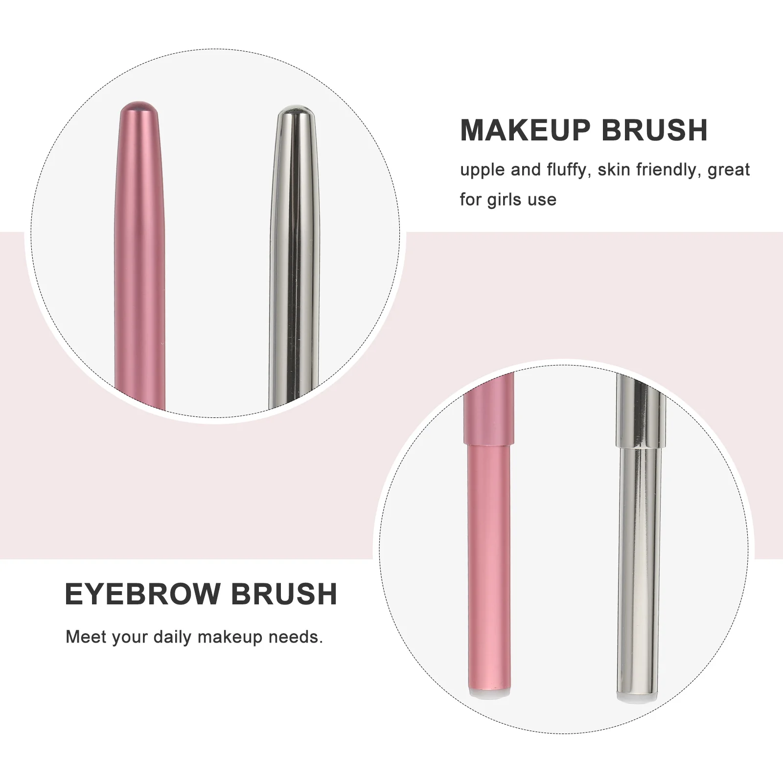 ชุดแปรงทาปากและคิ้ว 2 ชิ้น ปลายแหลมแบบเส้นใย สำหรับทาลิปสติก ลิปกลอส บาล์ม แป้ง อุปกรณ์แต่งหน้าพกพา