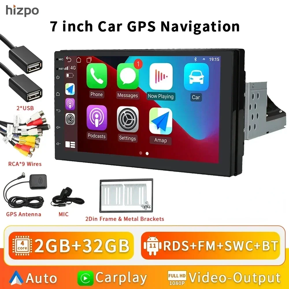 7 "Algpo 2Din Universele Android Autoradio Auto CarPlay GPS Navigatie RDS DSP 4G WiFi BT UIS7862 Head Unit Multimedia