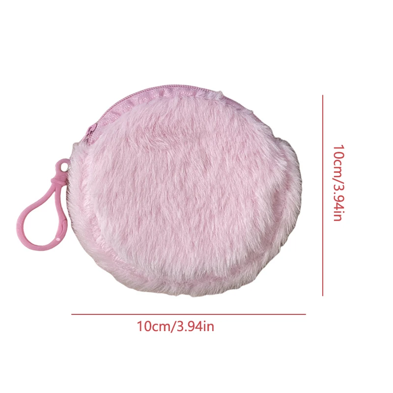 Cute Solid Color Plush Coin Purse Mini Wallet Portable Coin Bag Keychain Pendant Earphone Organizer Data Cable Lipstick Storage