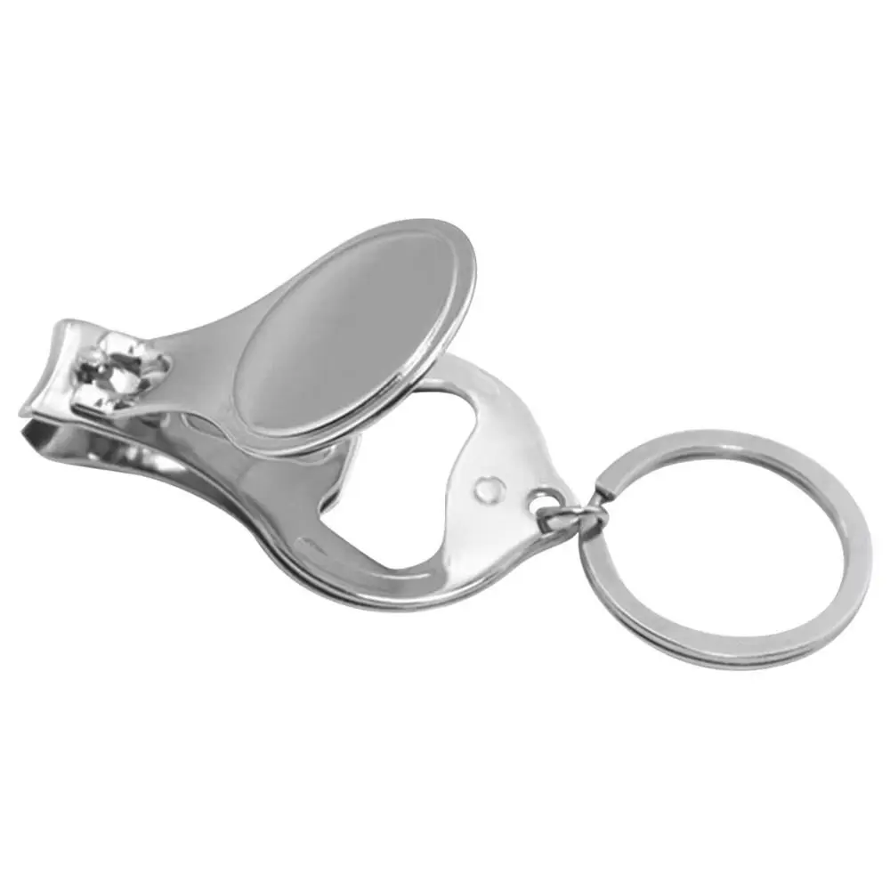 3 in 1 Nail Clippers Keychain Multifunctional Toenail Pedicure Bottle Opener Kering Foldable Design Round Shape