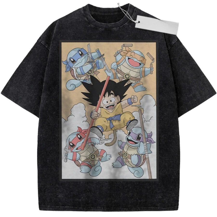 2026 Summer Men's Black Washed T - Shirt Dragon Ball Kame Sennin Turtle Ninja High - Quality Fabric for Casual Shopping view 2