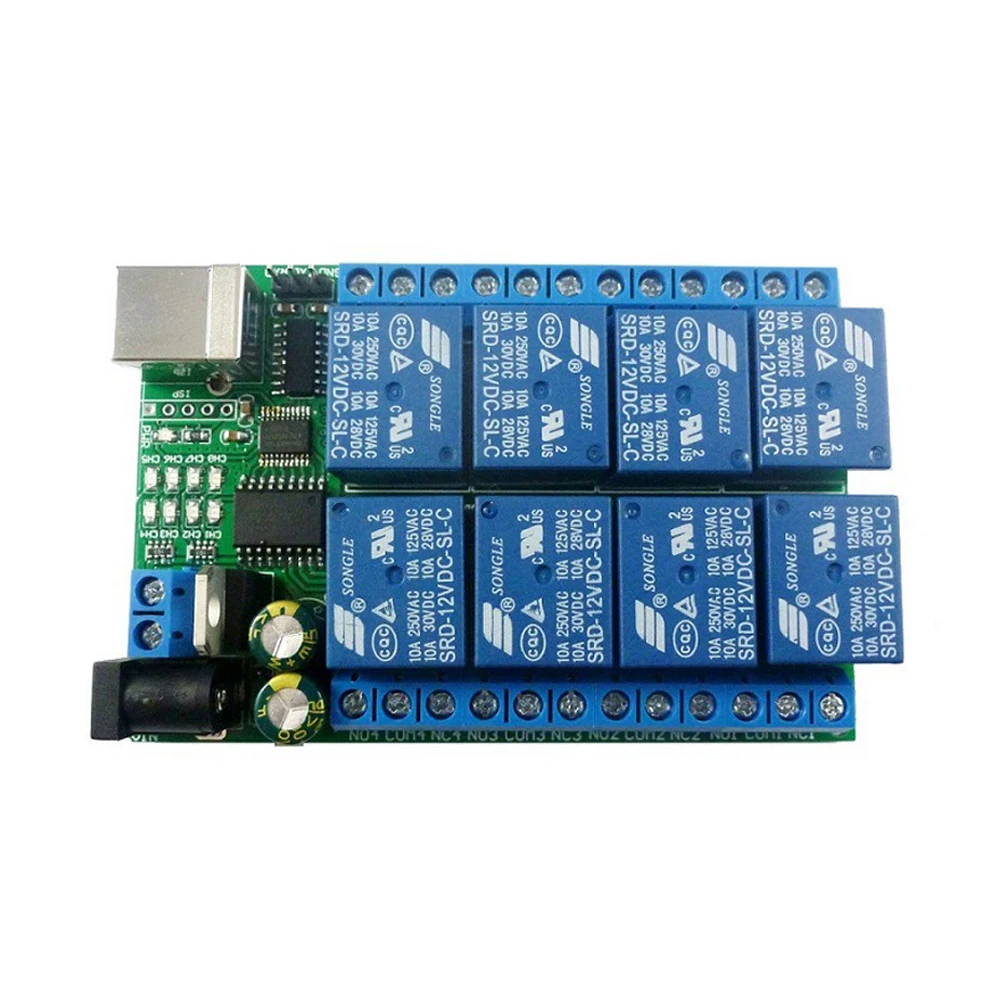 

2 In 1 DC 5V 12V 24V 8CH USB Serial Port Relay Module UART RS232 TTL Multifunction Switch Board CH340 for Motor LED PTZ PLC IPC