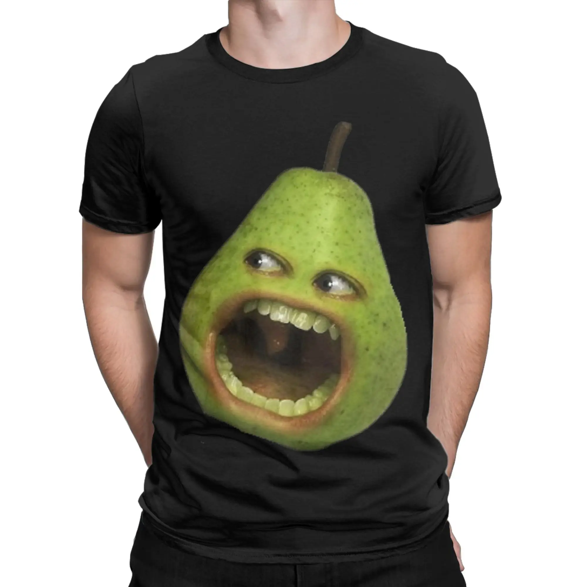 Funny Annoying Orange Annoying Pear Tshirt Men Round Neck Short Sleeve Clothing  Cotton Summer Top Tee