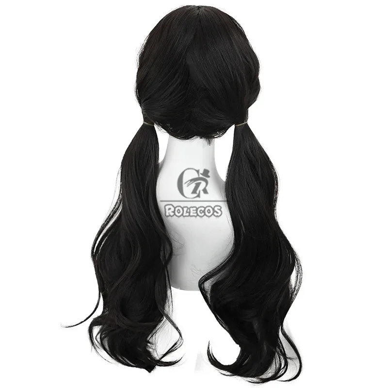 ROLECOS Naraka Bladepoint Prelude Ziping Yin Cosplay Wigs Ziping Yin 60cm Long Wavy Black Wig Heat Resistant Synthetic Hair