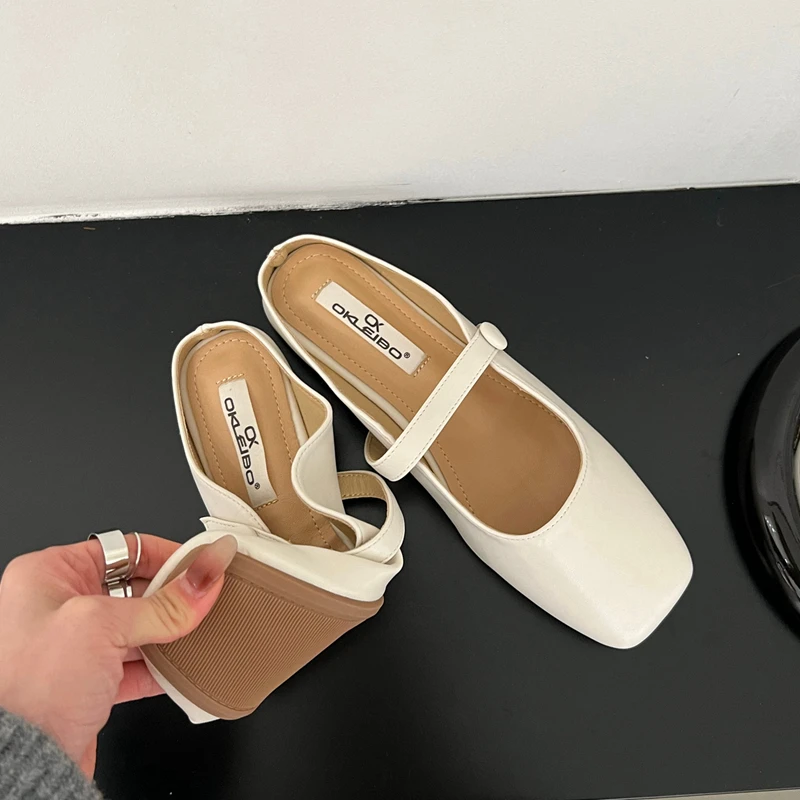 2023 Spring New Women Slipper Fashion Flat Heel Shallow Slip On Ladies Mules Shoes Soft Casual Outdoor Sandal Shoes Zapatillas M