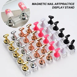 1/2pcs Magnetic Nail Holder + 5/10pcs Practice Display Stand Manicure Press on Nails Training Gel Polish Nail Tips Display Tools