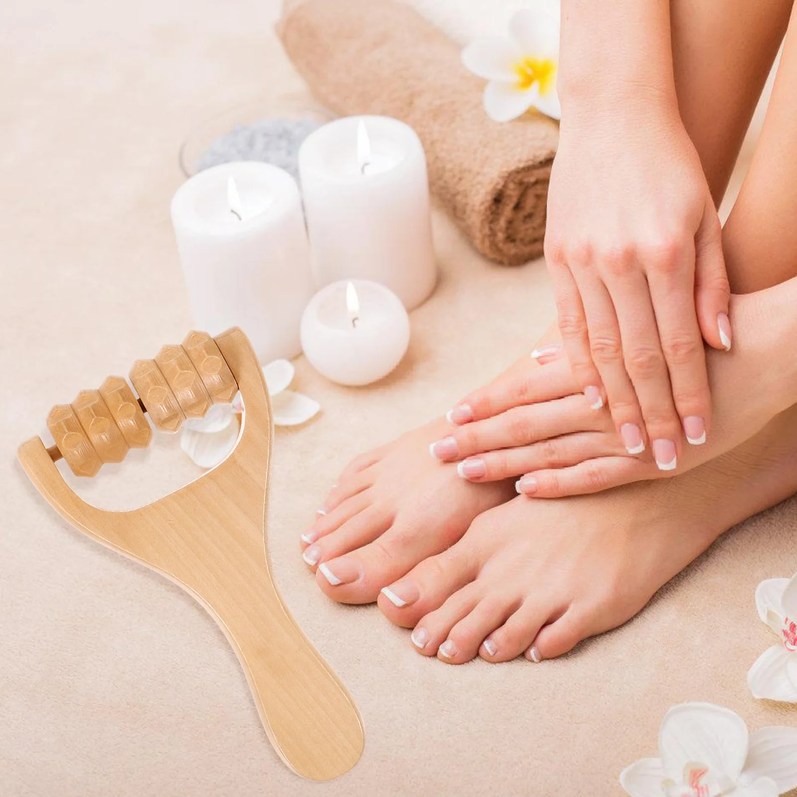 1 Set Wooden Massage Roller For Deep Tissue Muscle Relief Face Neck Shoulder Back Foot Leg Calf Portable Roller