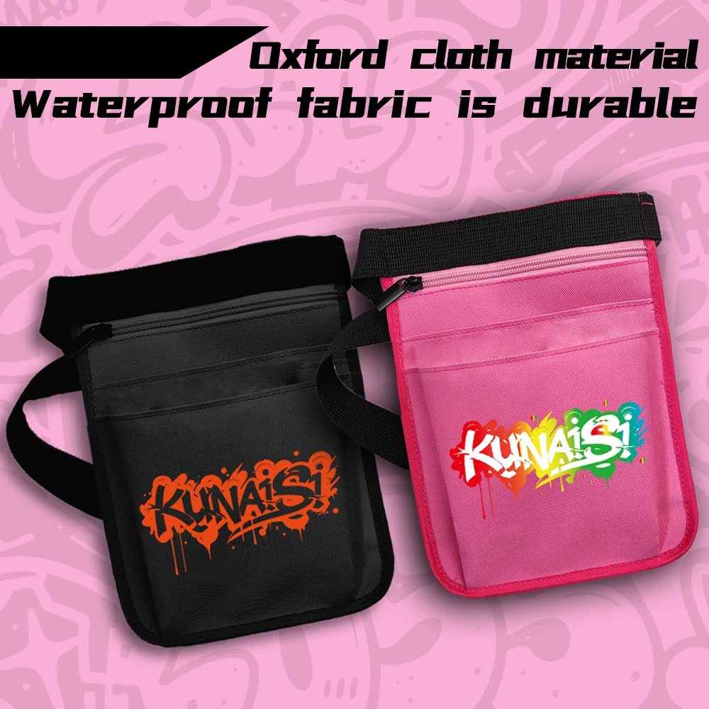 KUNAISI Car Stickers Tool Storage Waist Bag Black Pink Button Waist Bag Adjustable Multi Pocket Car Accessories Wrapping Tools